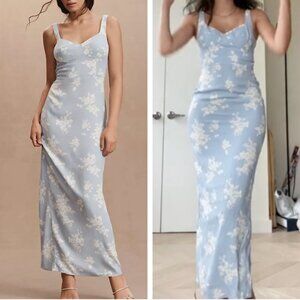 NWT Classic Reformation Reverie Maxi Dress Sz2 Bijou Blue Ivory Floral Wedding